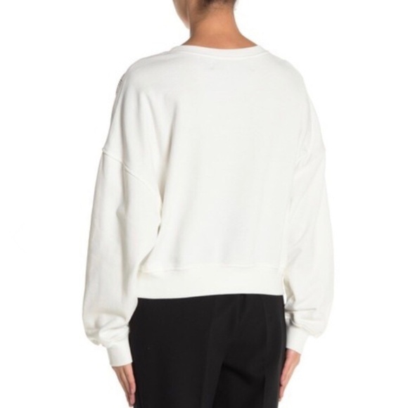 White Cropped Fringe Sweatshirt S/M/L - Picture 3 of 5